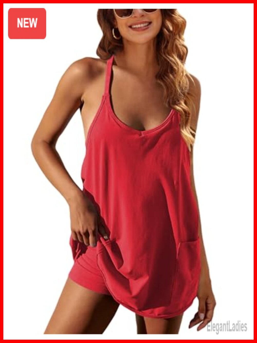 Women's Athletic Tennis Dress with Built-in Shorts and Pockets